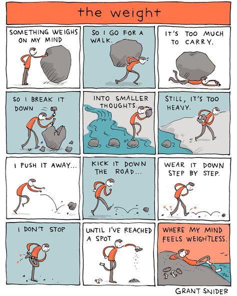 Incidental Comics: The Weight Incidental Comics, Grant Snider, Life Comics, Abundance Mindset, Conflict Resolution, Cartoon Images, Interesting Stuff, Art Therapy, Riddles