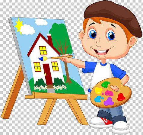 Cartoon Artist, Cartoon Painting, Cartoons Png, Cartoon Boy, Illustration Cartoon, Kids Clipart, Cartoon Images, Painting For Kids, Cartoon Kids