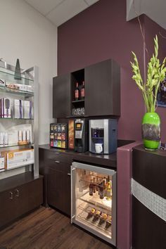 Every Salon needs a coffee station. Hair Salon Coffee Bar, Salon Coffee Bar, Diy Coffee Station, Home Hair Salons, Coffee Bar Ideas, Hair Salon Design, Home Coffee Stations, Hair Salon Decor, Salon Suites