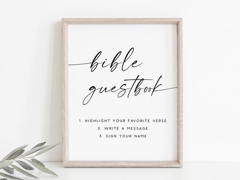 Christian Bridal Shower Ideas, Wedding Bible Guest Book, Bible Verse Wedding, Wedding Personal Touches, Sign Wedding Guest Book, Guest Book Wedding Sign, Wedding Scripture, Wedding Bible Verses, Marriage Bible Verses