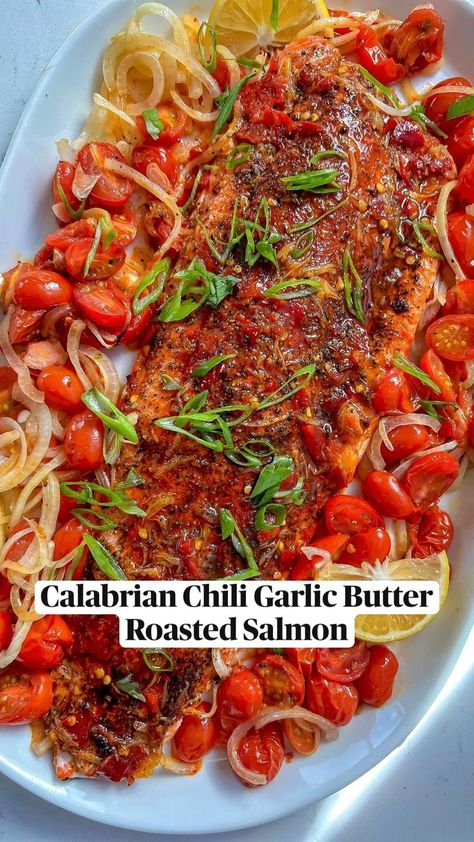 Fish Recipes Salmon, Recipes Fish, Calabrian Chili, My Muse, Salmon Dishes, Roasted Salmon, Seafood Dinner, Fish Dishes, Seafood Dishes