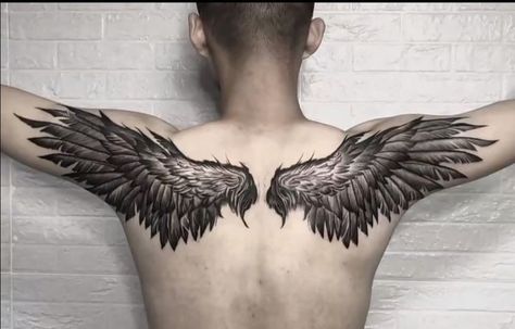 Angel Wing Back Tattoo For Men, Wings Tattoo Back Men, Wing Back Tattoo For Men, Wings Tattoo On Back For Men, Angel Wings Tattoo On Back Men, Wings On Shoulder Tattoo, Eagle Wings Tattoo On Back, Wings Back Tattoo For Men, Wing On Back Tattoo