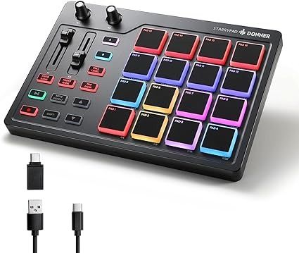 Amazon.com: Donner MIDI Pad Beat Maker Machine Professional, Drum Machine with 16 Beat Pads, 2 Assignable Fader & Knobs and Music Production Software, USB MIDI Controller with 40 Free Courses, STARRYPAD : Everything Else Beat Maker, Music Software, Midi Controller, Music Production, Drum Machine, Gaming Room, Free Courses, Drums, Software