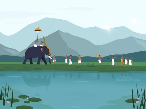 Discovering Kerala by Aswin Menon | Dribbble Kerala Vector Illustration, Kerala Culture Art, Kerala Illustration Art, Mysore Art Paintings, Kerala Culture Illustration, Kerala Piravi Creative Poster, Kerala Wallpaper, Kerala Illustration, Onam Decor