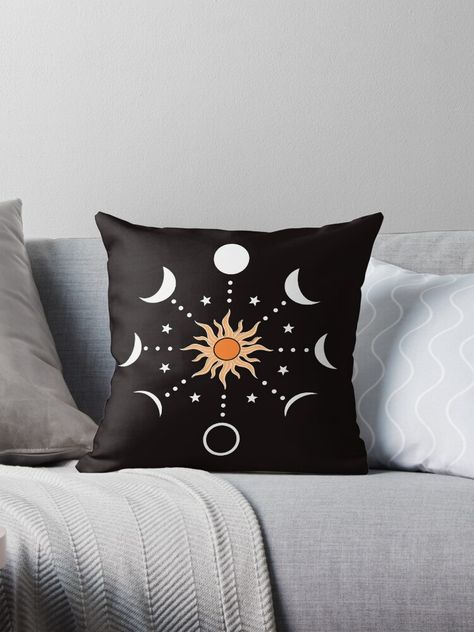 Get my art printed on awesome products. Support me at Redbubble #RBandME: https://www.redbubble.com/i/throw-pillow/Celestial-Sun-and-Moon-Phases-by-MagicArtByMe/165830934.5X2YF?asc=u Sun And Moon Phases, Celestial Sun And Moon, Celestial Sun, Sun And Moon, Moon Phases, Pillow Sale, My Art, Awesome Products, Throw Pillow