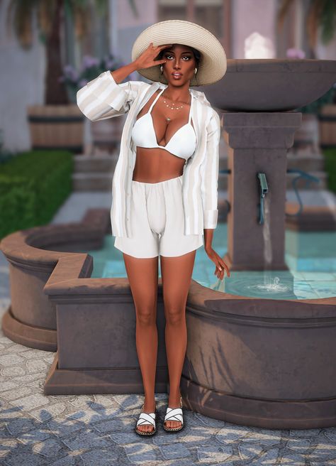 (45) #ts4 lookbook – @simsimulation on Tumblr Sims 4 Hot Weather Outfits, Sims 4 Cc Hot Weather Clothes, Sims Fits, Ts4 Lookbook, Hot Weather Outfits, Clothes Cc, 4 Characters, Tumblr Sims 4, Honey Moon