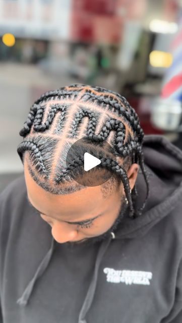 Men Braids With Designs, Popsmoke Hairstyles For Men, Cross Over Braids Men, Wavy Cornrows Men, Popsmoke Braids Men Short Hair, Braids To The Side Men, Men Side Braids, Popsmoke Braids Men, Freestyle Braids For Men