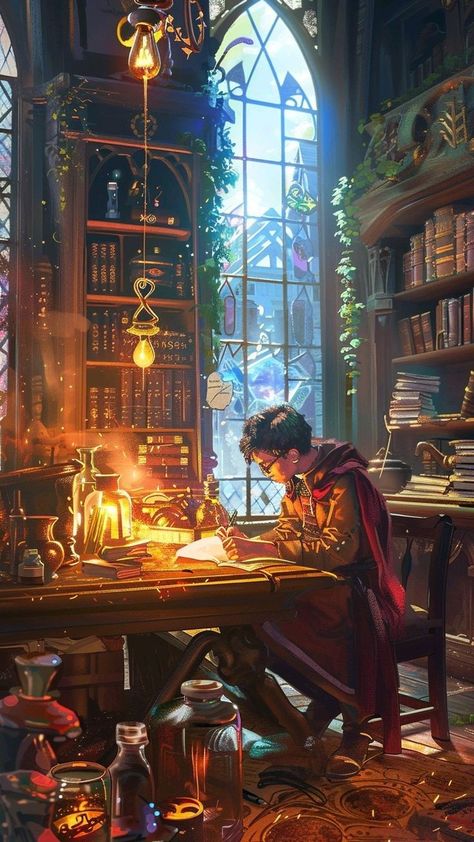 Magic Study Room, Witch Study Room, Wizard Study Room, Study Room Illustration, Shelf Diorama, Fantasy Alchemist, Engineer Illustration, Wizard Study, Harry Potter Concept Art