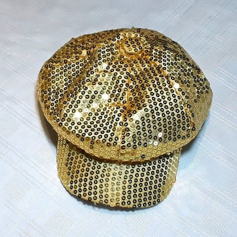 Sequin Mens/Womens Retro Disco Novelty Bling Hat Fashion Diva Gold Sparkle Cap Mens Cosplay, Disco Rave, Bling Hat, Throwback Party, Disco Diva, Creative Look, Gold Hat, Holographic Gold, Retro Disco