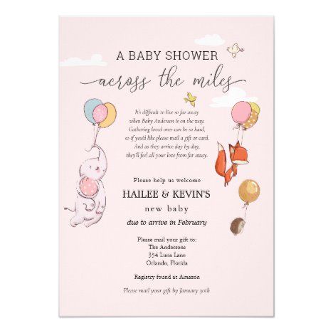 Baby Shower Across the Miles Invitation #PregnancyInvitations #Pregnancy #Baby #Invitations Baby Shower By Mail Invitation, Miles Baby, Online Baby Shower Invites, Shower By Mail Invitation, Baby Shower By Mail, Baby Shower Invitation Wording, Online Baby Shower, Shower By Mail, Babies Newborn