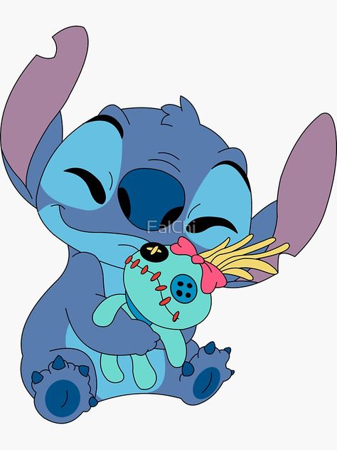 Pegatina «Puntada linda» de FalChi | Redbubble Cute Stitch Images, Stitch Disney Cute, Stitch Images, Disney Canvas Paintings, ليلو وستيتش, Easy Disney Drawings, Stitch Tattoo, Stitch Cute, Lilo And Stitch Drawings