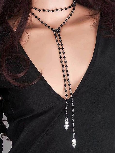 Black Layered Wrap Around Necklaces Bead Necklace Adjustable Beach Chain Jewerly for Women and Girls Long Choker Necklace, Necklaces Bead, Gothic Choker Necklace, Wrap Choker Necklace, White Beaded Necklaces, Layered Choker Necklace, Pearl Necklace Vintage, Black Choker Necklace, Long Pearl Necklaces