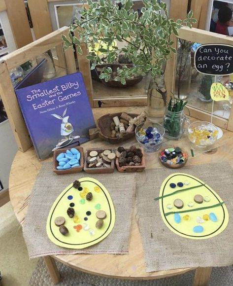 Easter Provocations Kindergarten, Easter Curiosity Approach, Easter Provocations Preschool, Spring Provocations For Kindergarten, Easter Nursery Activities, Easter Eyfs Activities Ideas, Reggio Easter Provocations, Reggio Easter Ideas, Easter Reggio Activities