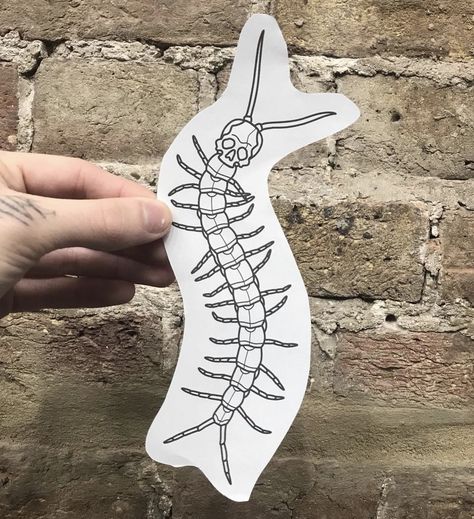 Centipede Tattoo Stencil, Centipede Tattoo Design, Centipede Tattoo, Fake Skin Tattoo, Sam King, Insect Tattoo, Bug Tattoo, Skeleton Tattoos, Moth Tattoo