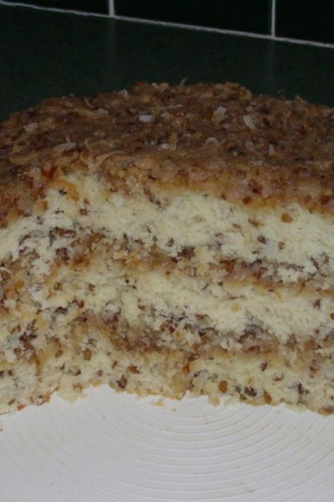 White Chocolate German Chocolate Cake, White German Chocolate Cake, German Chocolate Cake Frosting, German Chocolate Cake Recipe, White Chocolate Cake, Brownie Cupcakes, Cake Recipes From Scratch, German Chocolate Cake, Cake Walk