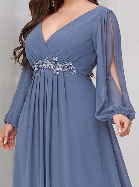 Plus Formal Dresses, Plus Size Evening Dresses, Plus Size Evening Gown, Sukienki Plus Size, Plus Size Gowns, Evening Dresses With Sleeves, Plus Size Party Dresses, Long Sleeve Dress Formal, Chiffon Evening Dresses