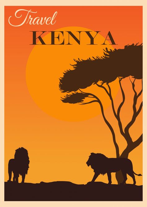 Kenya, Africa Travel Poster Free Stock Photo - Public Domain Pictures Tanzania Africa, Acacia Tree, Free Printable Wall Art, Africa Travel, Wales England, Photo Posters, Travel Poster, Tanzania, Public Domain