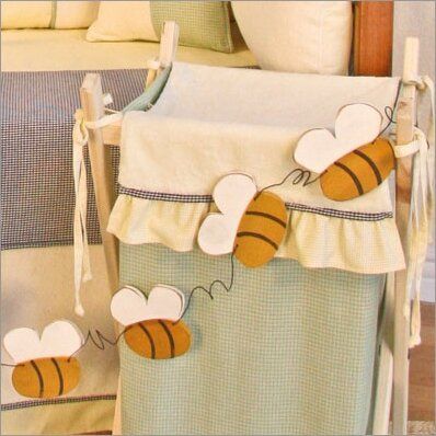 Bee Garland, Bee Nursery, Wicker Laundry Hamper, Baby Laundry, Nursery Accessories, Organize Fabric, Crib Bedding Sets, Baby Bee, Bee Theme