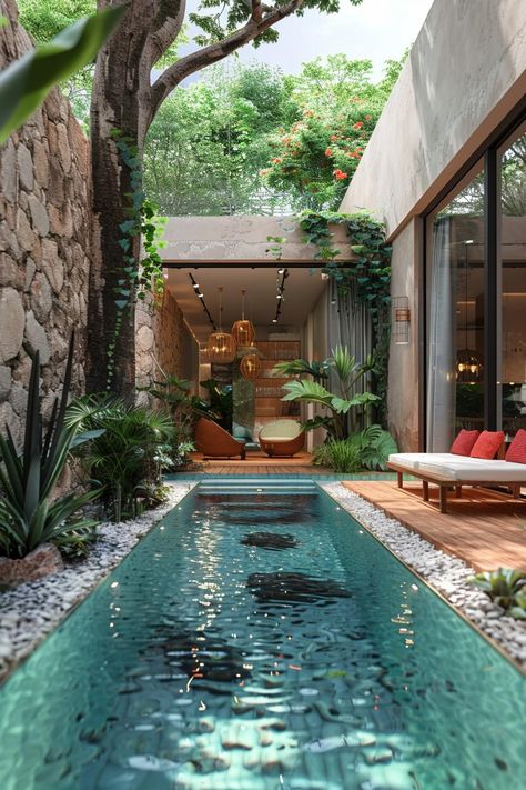 Bali Swimming Pool Ideas, Plunge Pool Ideas, Pool Ideas For Small Yards, Small Pools Backyard, Ideas De Piscina, Ideas For Small Yards, Pools For Small Yards, Moderne Pools, Villa Bali