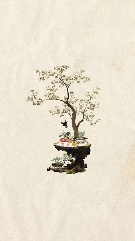 Vintage bonsai mobile wallpaper, Japanese ukiyo-e design | premium image by rawpixel.com / ton Japandi Iphone Wallpaper, Ukiyo Wallpaper, Ukiyo E Wallpaper, Bonsai Tree Wallpaper, Japanese Iphone Wallpaper, Fish Iphone Wallpaper, Iphone Wallpaper Japanese, Wallpaper Koi Fish, Ukiyo E Art