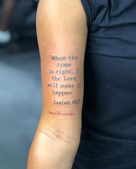 @kingtattoos on Instagram: “Amen 🙏🏾   For questions email 📧  kingtattoos42@gmail.com 🟡🟡🟡🟡🟡🟡🟡🟡🟡 Books open August 1st 🗓 ☑️☑️☑️☑️☑️☑️☑️☑️  #kingtattoos” Isaiah 60 22 Tattoo, Isaiah Tattoo, Isaiah Quotes, 22 Tattoo, Bible Quotes Background, Bible Tattoos, Isaiah 60 22, Bible Verse Tattoos, Verse Tattoos