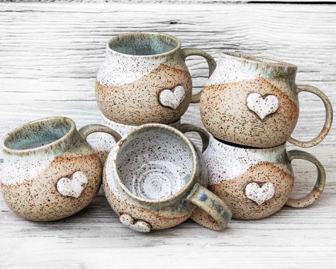 Personalized Pottery Mugs, Valentine Pottery, Mugs Pottery, Pottery Tips, Functional Ceramics, Pottery Projects, Rustic Mugs, Painted Ceramic Plates, Wheel Thrown Ceramics