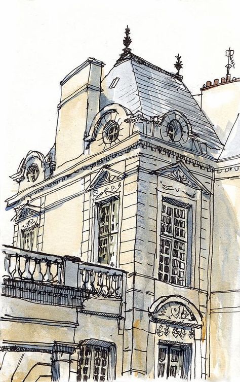 Architecture Drawing Sketchbooks, Perspective Drawing Architecture, Building Drawing, Watercolor Architecture, Architecture Sketchbook, Architecture Design Drawing, Architecture Drawing Art, Smart Art, Classic Architecture