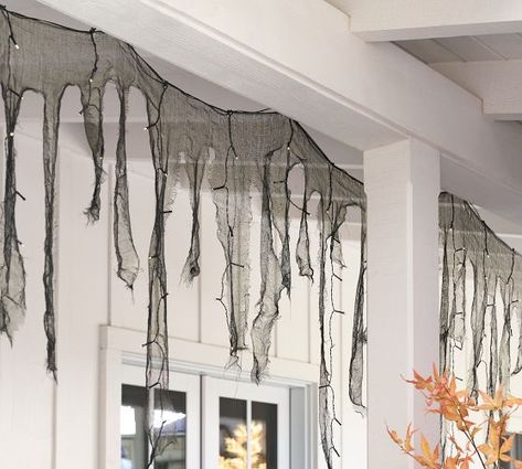 Halloween Home Decor & Halloween Decorations | Pottery Barn Halloween Curtains, Rain Lights, Hanging Bat, Dekor Diy, Relaxing Bedroom, Curtain Lights, Energy Efficient Lighting, Halloween Home Decor, Pottery Barn Teen