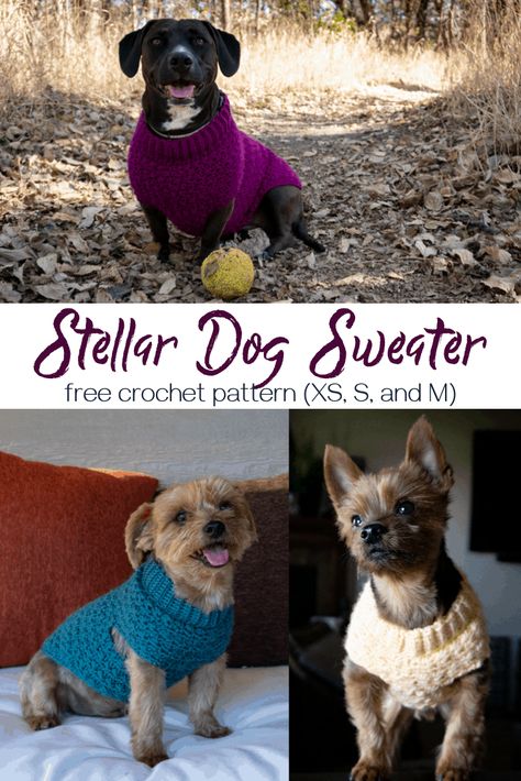 Free Crochet Dog Sweater, Crochet Dog Sweater Patterns, Crochet Dog Sweater Free Pattern, Knitted Dog Sweater Pattern, Knitting Patterns Free Dog, Large Dog Sweaters, Crochet Dog Clothes, Crochet Patterns Ideas, Dog Sweater Crochet Pattern