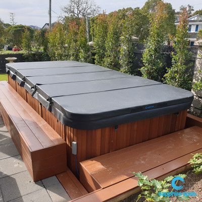 INSTALLATION IDEAS Sapphire Swim Spa Backyard Swim Spa Ideas, Swim Spa Ideas, Swim Spa Deck Ideas, Outdoor Spa Area Ideas, Swim Spa Backyard Ideas, Deck Bars, Swim Spa Deck, Swim Spa Landscaping, Outdoor Swim Spa