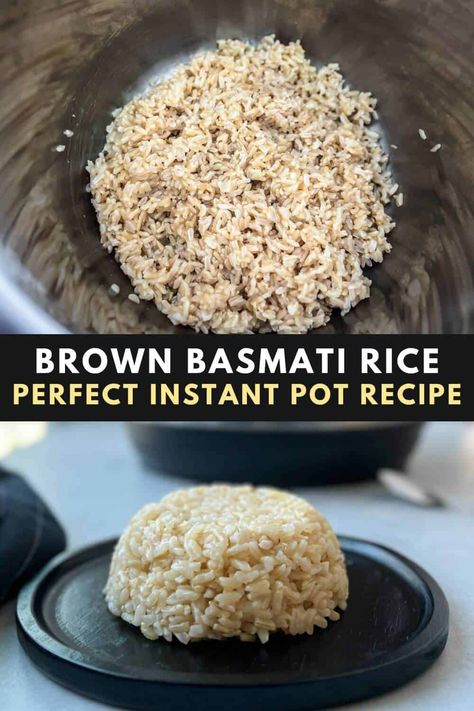 If you're looking for Instant Pot rice recipes, you have to try this easy and healthy recpe for brown basmati rice. Cooked quickly and easily in the Instant Pot, this healthy side dish is perfect for any day of the week. Serve with your favorite meals, or prepare it for a weekly meal prep. Basmati Rice In Instant Pot, Rice In Instant Pot, Basmati Brown Rice, Rice In The Instant Pot, Brown Basmati Rice, Basmati Rice Recipes, Long Grain Brown Rice, The Best Rice, Pressure Cooker Rice