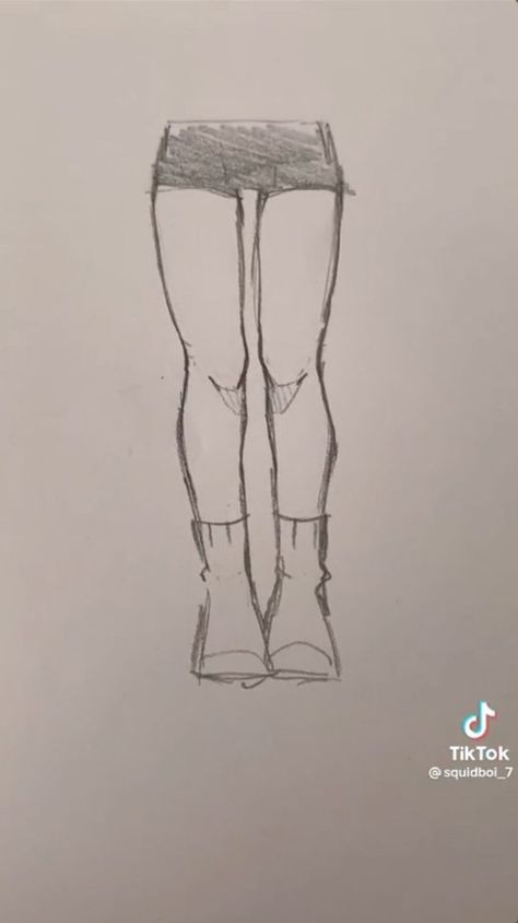 Credit to @squidboi_7 on tiktok Legs Anime Drawing, Art Body Tutorials Tiktok, Leg Sketch Reference, How To Draw Legs Tut, Pulling Hair Back Reference, Front Drawing Reference, Legs Drawing Sketches, Drawing Legs Tutorial, Legs Tutorial Drawing