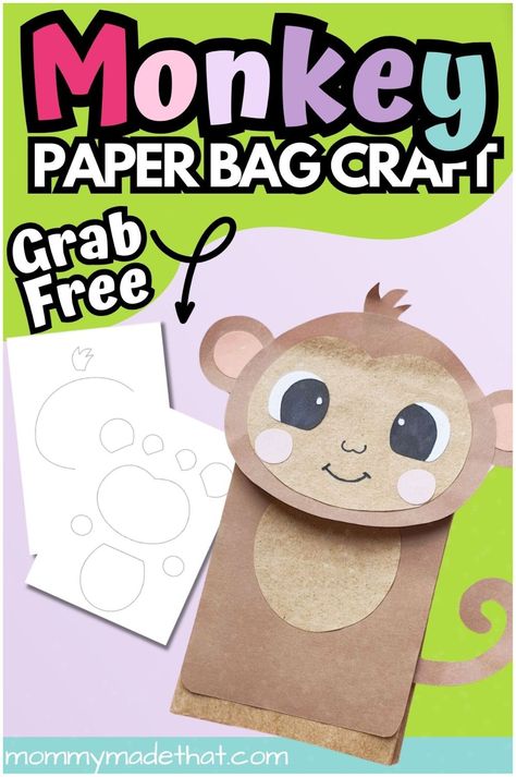 Get crafty with this easy monkey paper bag puppet! Ideal for kids and preschoolers, this animal craft includes a free printable template that makes it simple and fun to create. Kids will enjoy making their own puppet and playing with it for hours. It's a great way to combine creativity and learning in one enjoyable activity. Download the free template and let the fun begin! Animal Paper Bag Puppets Free Printable, Monkey Craft Preschool, Paper Bag Monkey, Monkey Craft, Bag Puppet, Printable Craft Templates, Monkey Puppet, Monkey Crafts, Promise Land