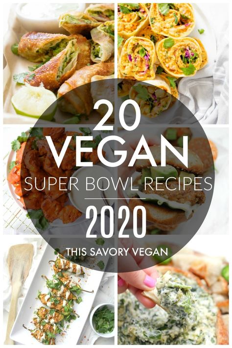 20 Vegan Super Bowl Snack Ideas - This Savory Vegan Super Bowl Snack Ideas, Vegan Superbowl Snacks, Vegan Superbowl Food, Vegan Super Bowl, Super Bowl Snack, Buffalo Cauliflower Wings, Avocado Egg Rolls, Super Bowl Food Healthy, Super Bowl Recipes