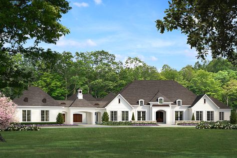 Ranch House Plan Front of Home - 155D-0081 | House Plans and More French Door Bedroom, Traditional Elevation, Single French Door, 5 Bed House, 5 Bedroom House Plans, European Plan, Door Bedroom, European House Plans, French Country House Plans