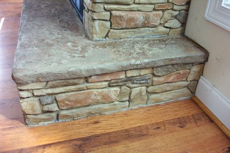 Concrete Hearth, 52 Week Saving Plan, Fireplace Design Ideas, Faux Finish Painting, Old Concrete, Fireplace Redo, Concrete Overlay, Decorative Concrete, Landscape Services