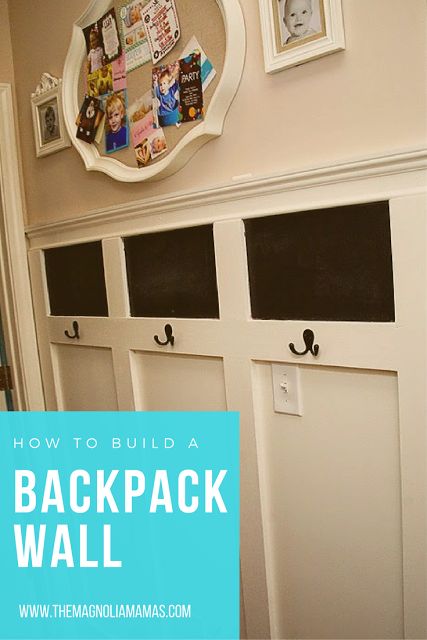 Backpack Storage Small Space Hallway, Kids Backpack Station Small Space, Place To Hang Backpacks, Bookbag Hanging Ideas, Backpack Organizer Wall, Bookbag Hooks Entryway, Backpack Station, Backpack Wall, Backpack Organizer