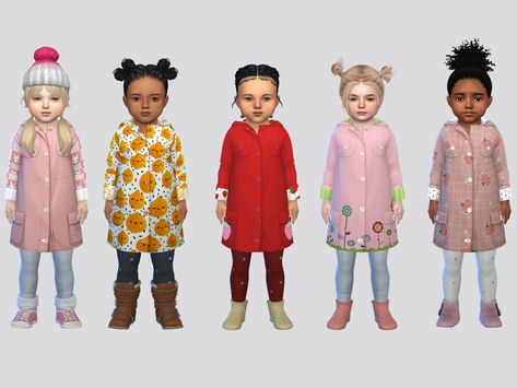 Sims 4 Raincoat Cc, Toddler Winter Clothes, Toddler Raincoat, Sims 4 Toddler Clothes, Die Sims 4, Toddler Coat, Baby Girl Clothes Winter, Sims 4 Children, Tumblr Sims 4