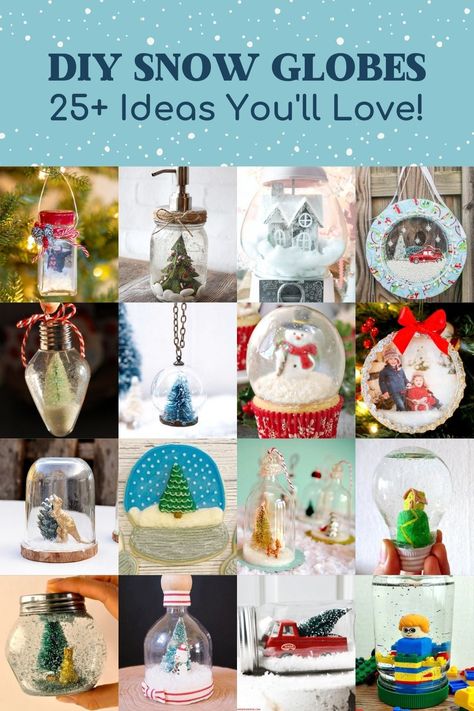 Snow globes are magical and made me instantly think of winter! Create DIY Christmas snow globes for yourself as decor or as a personalized gift. Diy Snow Globe Without Water, Snow Globe Ornaments Diy, Diy Christmas Snow Globes, Diy Snow Globe Ornaments, Snowglobes Diy, Snow Globes Diy, Christmas Snow Globe Craft, Waterless Snow Globe Diy, Making Snow Globes