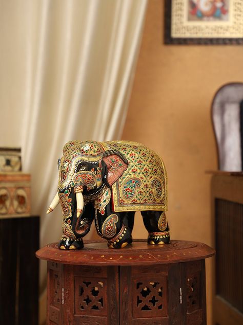 Hindu Elephant, Elephant Home Decor, Crockery Design, Elephant Carving, Elephant Ornament, Wooden Elephant, Elephant Sculpture, Indian Sculpture, Indian Elephant