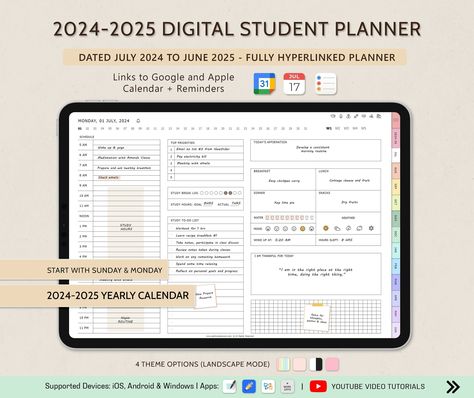 Student Digital Planner 2024 2025 Goodnotes Planner Study Planner School Planner Academic Planner... faithplanner #prettyplanner😴 Planner School, Yearly Overview, Grade Tracker, Calendar Reminder, Reading Summary, Reading Notes, Goodnotes Planner, Ipad Planner, School Planner