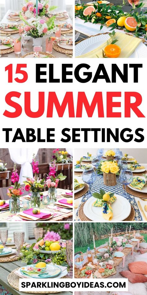 15 Best Summer Table Settings 2 Summer Place Settings, Summer Outdoor Tablescapes, Summer Table Settings Dining Rooms, Summer Tablescapes Outdoor Dining, Summertime Tablescapes, Summer Tablescapes Indoor, Summer Dinner Table Decor, Summer Centerpieces For Dining Room, Outdoor Table Centerpieces Patio