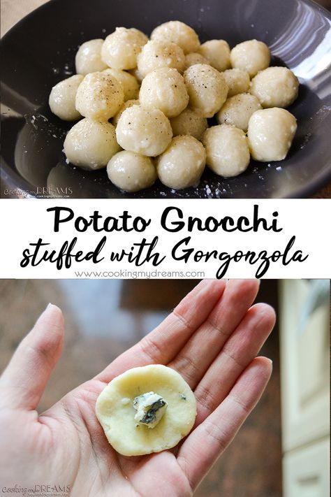 Gorgonzola Cheese Recipes, Stuffed Gnocchi, Vegetarian Pasta Sauce, Homemade Potato Gnocchi, Gnocchi Recipes Homemade, Stuffed Potato, Vegetarian Main Course, Vegetarian Pasta Recipes, Homemade Gnocchi