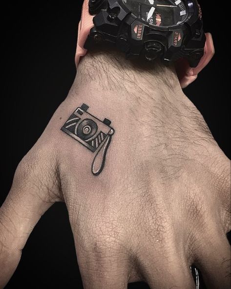 Camera Tattoo Design Photography, Small Camera Tattoo, Small Tattoos For Boys, Camera Tattoo Ideas, Camera Tattoo Design, Pop Culture Tattoos, Camera Tattoos, Culture Tattoos, Unique Small Tattoo