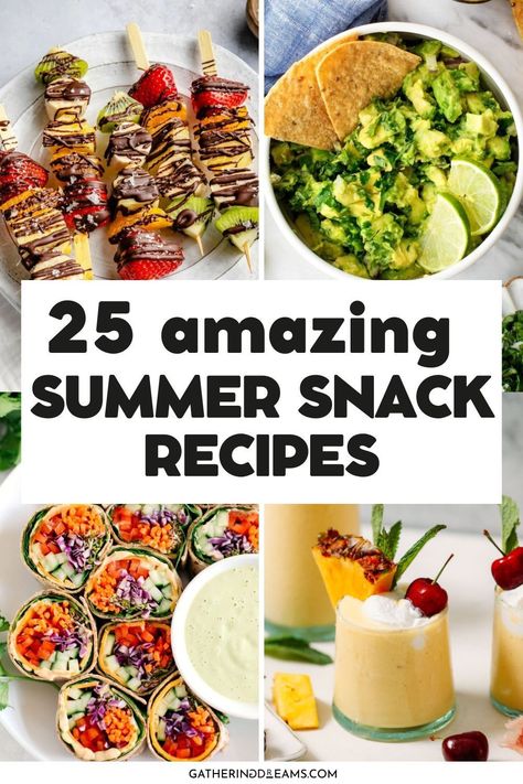 These easy summer snacks are the perfect way to cool down and fill up when the weather gets warmer. From fruity popsicles to fresh smoothies and energy balls, these tasty recipes will delight the whole family! Healthy Snacks Summer, Cool Snacks For Summer, Summer Snacks Healthy, Refreshing Summer Snacks, Hot Day Snacks, Summer Time Recipes, Summer Time Snack Ideas, Summertime Snacks For Kids, Cheap Summer Snacks For Kids