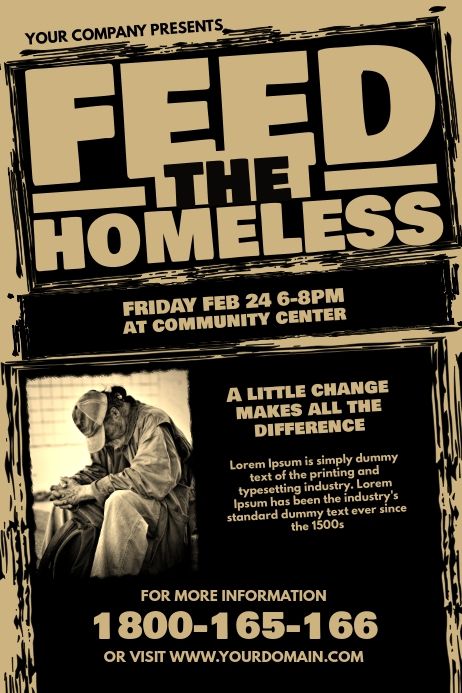 Design created with PosterMyWall Homeless Awareness Poster, Fundraiser Poster Ideas, Homeless Poster Design, Feeding The Homeless Ideas, Poster On Poverty, Homeless Project, Ideas To Help The Homeless, Charity Poster, Charity Foundation