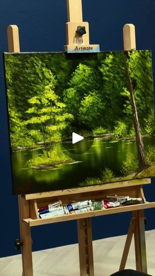 362K views · 91K reactions | “Emerald Water” 
.
An oil painting on an 18 x 24’ black canvas inspired by Bob Ross | khaled Abouelwafa Bob Ross Tutorial Art Lessons, Bob Ross Paintings, Painting Art Lesson, Oil Painters, Bob Ross, Painting Tutorials, Painting Videos, Art Lesson, Black Canvas