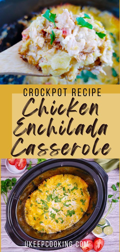 This Chicken Enchilada Casserole is a cheesy, flavorful family favorite! Loaded with tender chicken, green chiles, and plenty of cheese, it’s easy to make in the oven or crockpot. Perfect for busy weeknights or a cozy weekend meal everyone will love! Crockpot Enchilada Casserole, Slow Cooker Chicken Enchilada Casserole, Green Chicken Enchilada Casserole, Enchiladas Crockpot, Crockpot Chicken Enchilada Casserole, Green Chile Chicken Enchilada Casserole, Crockpot Chicken Enchiladas, Green Chicken Enchiladas, Green Chile Chicken Enchiladas