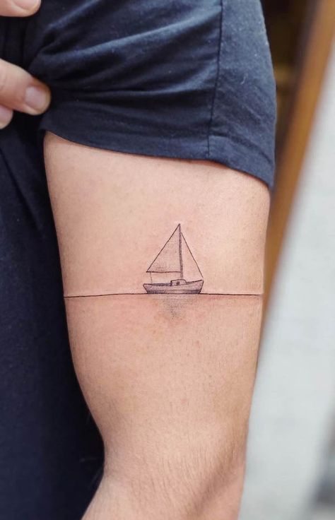 Forearm Mandala Tattoo, Sailboat Tattoo, Harry Tattoos, Boat Tattoo, Adventure Tattoo, Simple Arm Tattoos, Our Mindful Life, Travel Tattoos, Armband Tattoos