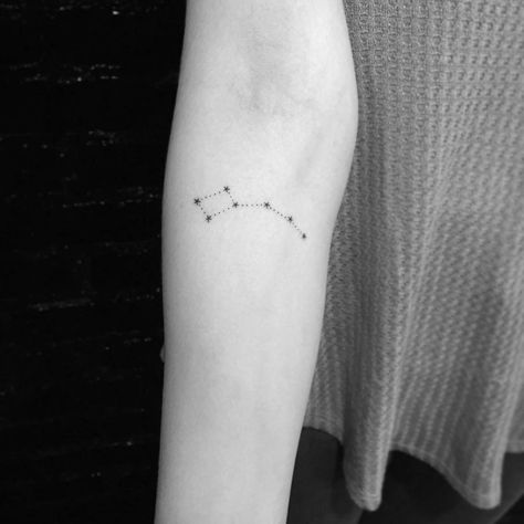 Little Dipper Tattoo, Astronomy Tattoos, Big Dipper Tattoo, Dipper Tattoo, Chevron Tattoo, Beer Tattoos, Simple Arm Tattoos, Inner Forearm, Big Dipper